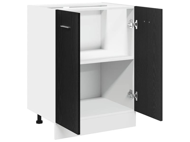  Meuble de rangement, meuble bas de cuisine chêne noir 60x46x81,5cm bois contreplaqué  - Conforama E