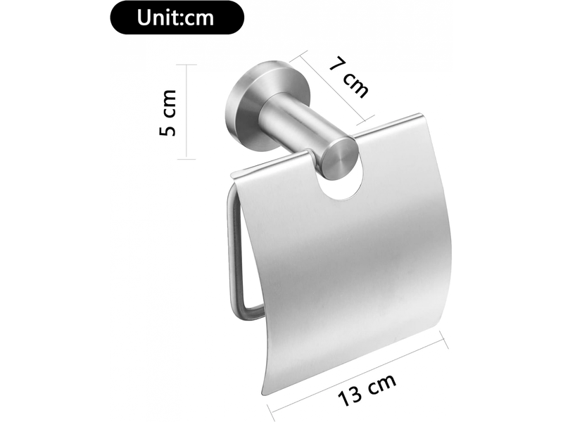  Porte-rouleau de papier toilette avec couvercle, support de papier toilette brossé, serrage en acier inoxydable  - Conforama E