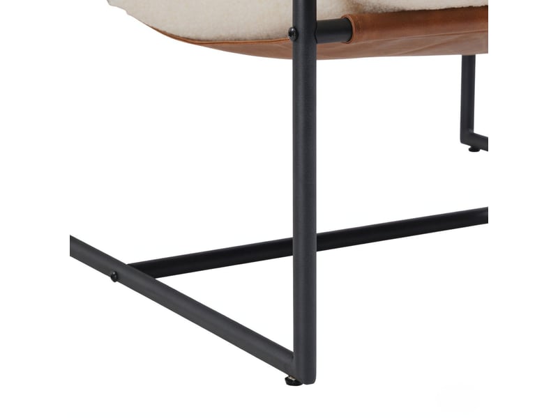  Fauteuil lounge 77x91x80 cm – crème – assise rembourrée en tissu bouclette et structure en acier carbone  - Conforama D