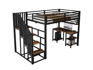 Lit mezzanine 120x200 cm <strong>NAHILIMI</strong> <strong></strong> coloris noir