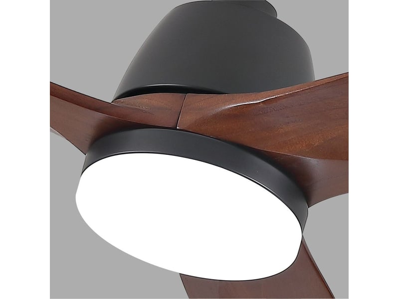  Ventilateur de plafond - avec éclairage led et moteur réversible - metal &amp; wood - noir - 183 x 183 x 45 cm - installation au plafond - salon et chambre EU72SHT-D1689BK-1LT - Conforama D