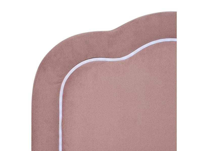  Lit simple led 90x190 cm tête de lit réglable velours rose sans matelas  - Conforama E
