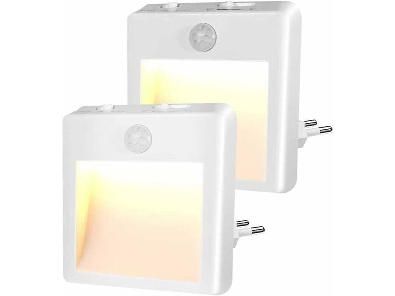  Lot de 2 veilleuses led prises, détecteur de mouvement, luminosité et température réglables pour chambre  - Conforama A