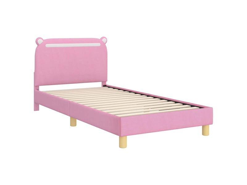  Cadre de lit pour enfants - lit jeune avec tête de lit rose 90 x 190 cm  - Conforama D