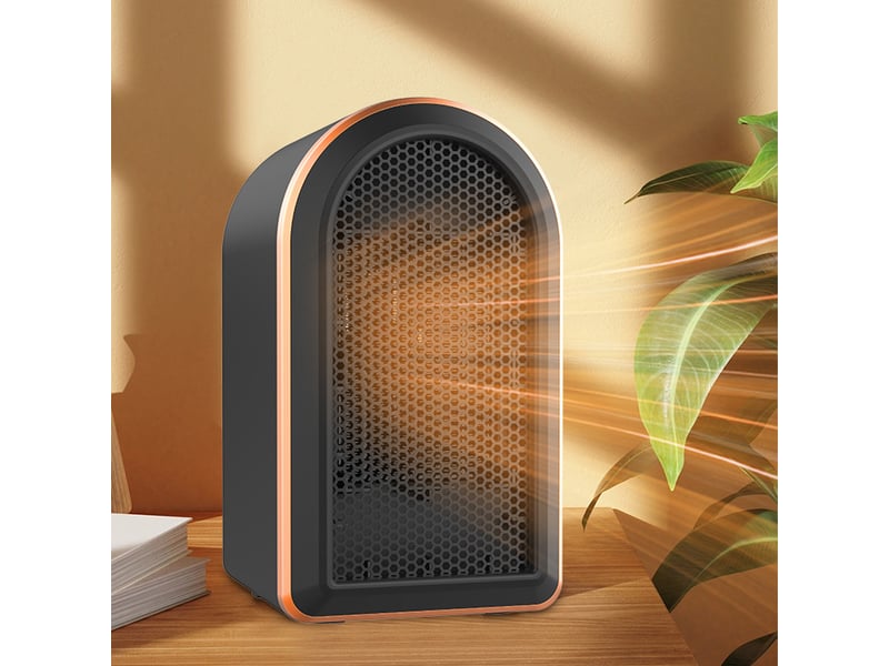  Chauffage électrique 1200 w, chauffage en céramique ptc avec thermostat, 2 réglages de température, idéal pour le salon, la chambre et le bureau, noir  - Conforama D