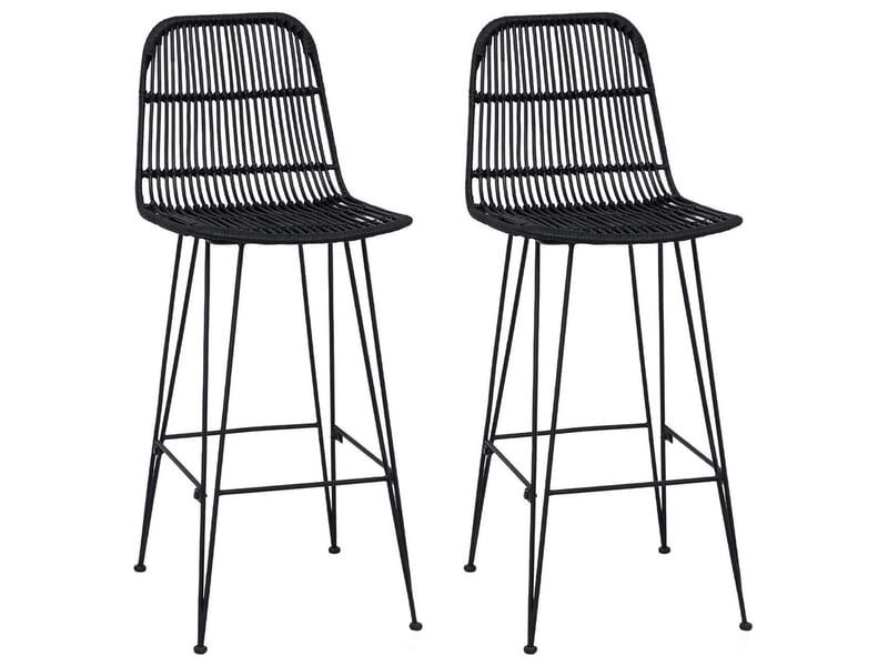  Lot de 2 tabouret de bar, chaise de bar noir 44x55x109 cm rattan et acier  - Conforama A