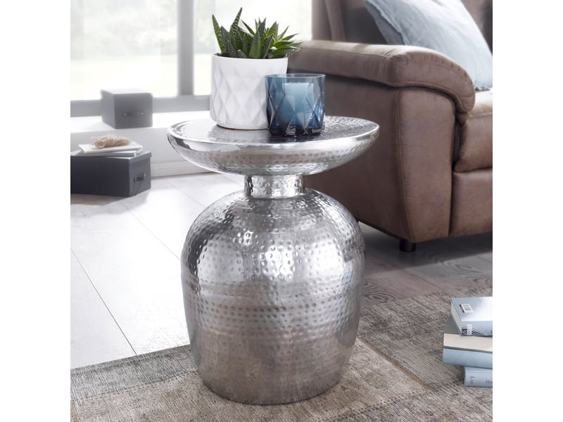 Table d'appoint 37x37x46 cm en aluminium argenté - rasina  - Conforama A
