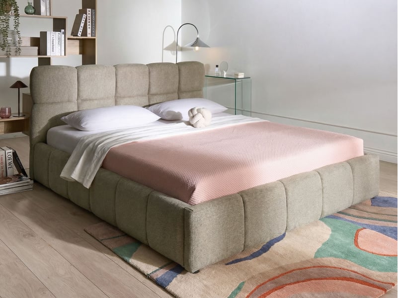 Lit ottoman tissu noyon 180 x 200 cm taupe  - Conforama B
