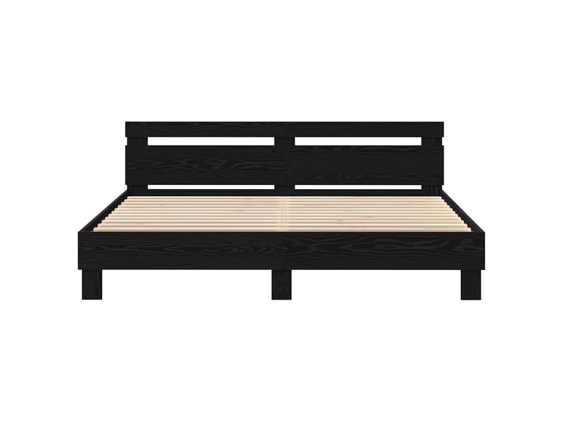  Lit double- lit adulte -  cadre de lit chêne noir 180 x 200 cm bois d'ingénierie  - Conforama D