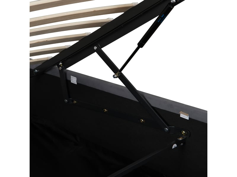  Lit coffre 90x190 cm gris en velours avec led multicolore, usb et rangement intégré  - Conforama E
