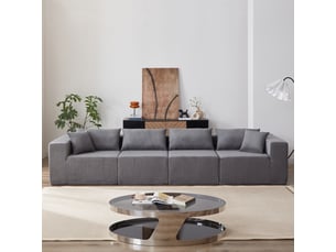 Canapé d'angle compressé gauche fixe <strong>MODFU</strong> <strong></strong> 4 places Velours gris