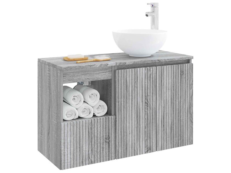  Ensemble de mobilier de salle de bain 2 pc sonoma gris cf64192  - Conforama C