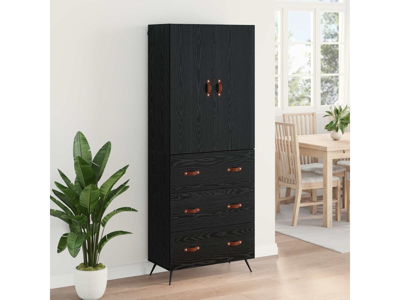  Buffet - haut armoire chêne noir 69,5 x 34 x 180 cm bois d'ingénierie  - Conforama D