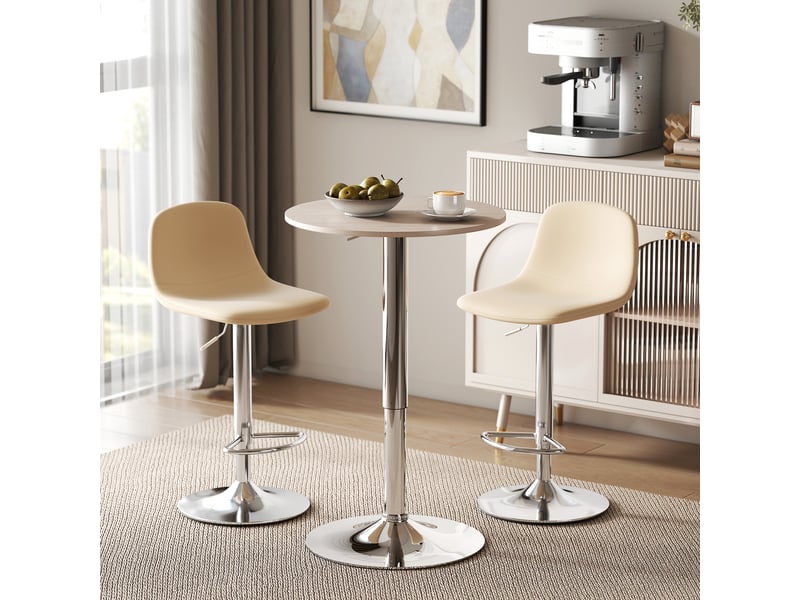  Table de bar à hauteur réglable, piètement pivotant à 360°, base ronde, table haute pour cuisinesalle à manger, ø60 x 67-93 cm, naturel  - Conforama C