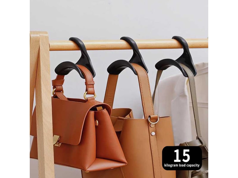  Crochet pour sac à main, 8 pièces support rangement, accroche sacs pour tringle à vêtements, organiseur pour sacs, écharpes et cravates, noir  - Conforama E