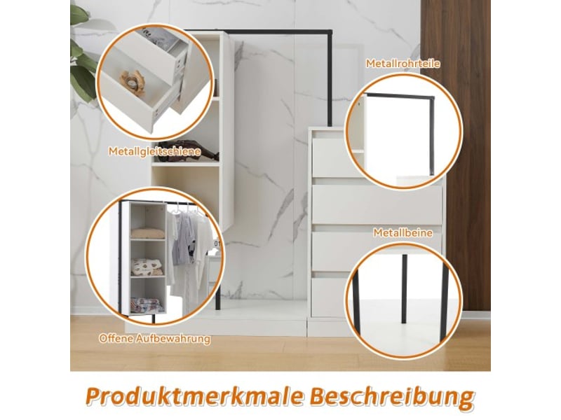  Commode armoire blanche multifonction – rangement chambre et penderie  - Conforama E