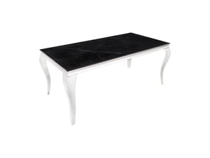 Table velena – rectangulaire 180 cm – plateau pierre frittée et acier chromé – style baroque