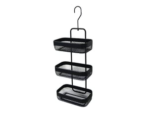 Étagère de douche avec 3 niveaux en métal noir 62 x 23 x 13 cm