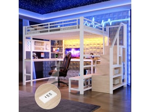 Lit mezzanine 140x200 cm <strong>SAPGAKS</strong> <strong></strong> coloris blanc
