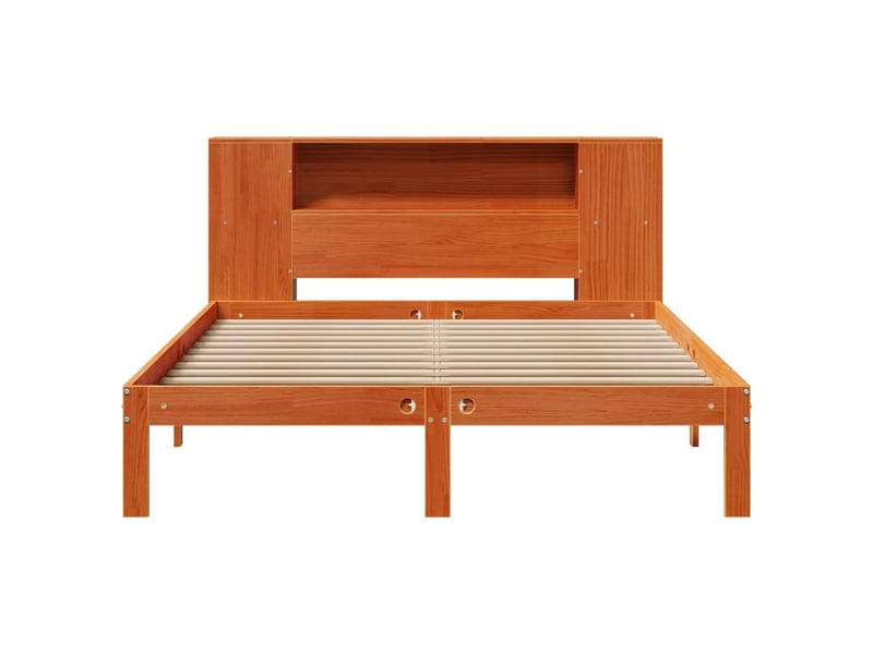  Lit adulte, lit double, lit bibliothèque sans matelas marron 140x200cm pin massif cf18002  - Conforama D