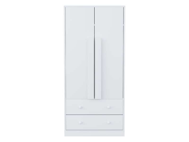  Armoire 70x40x170 cm blanche, 2 portes, tiroirs et étagères de rangement  - Conforama A