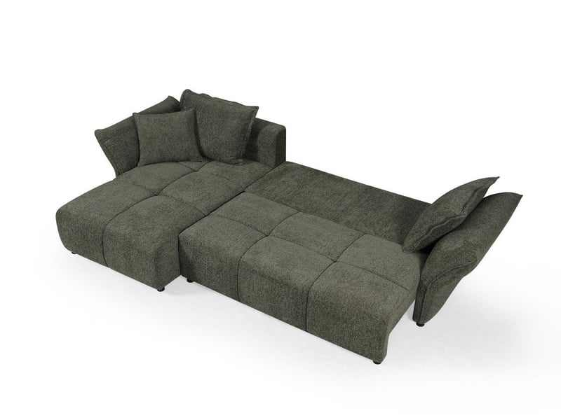  Canapé d'angle convertible réversible en velours tissé vert olive beline SF771-ANG-VEROL - Conforama C
