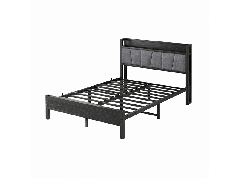  Cadre de lit 140x190 cm avec led intégrées, tête de lit mémoire usb, sommier métallique renforcé, silencieux  - Conforama A