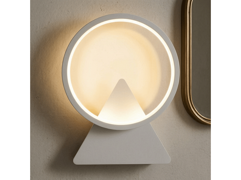  Applique murale lot de 2 led design halo triangulaire blanc mat 8w, lampe murale moderne pour salon chambre couloir  - Conforama E