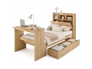 Lit simple 90x200 cm <strong>OKMYHOME</strong>  <strong></strong> coloris naturel