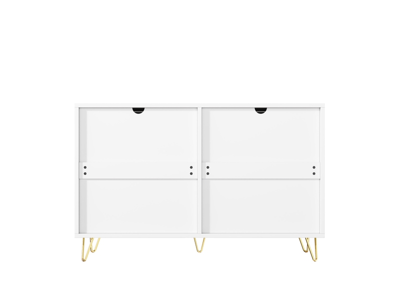  Buffet blanc, 6 tiroirs, rangement, design moderne, façade texturée, structure robuste - panneaux de particules - 120x40x77cm  - Conforama D