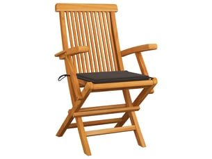 Lot de 2 chaise de jardin | chaise d'extérieur et coussins taupe bois teck massif