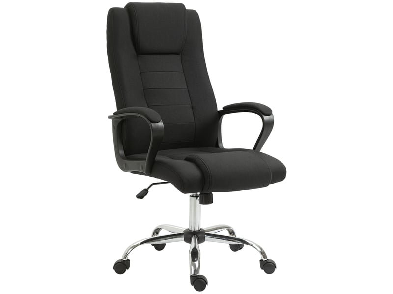  Chaise de bureau ergonomique avec accoudoirs, chaise pivotante réglable en hauteur aspect lin, chaise d'ordinateur rembourrée, noire  - Conforama B