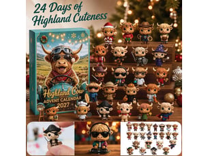 Calendrier de l'avent 2026 highland cow – 24 mini figurines 3d à collectionner-style 2