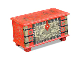 Coffre de rangement, boîte de rangement de rangement bois de manguier rouge 80x40x45 cm