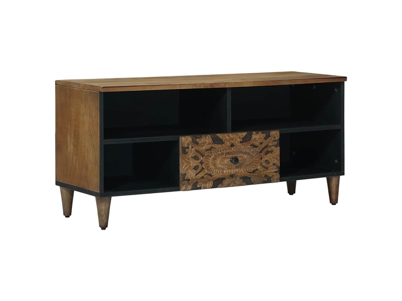  Meuble tv - banc tv - meuble de rangement marron 100 x 33,5 x 46 cm bois de mangue massif  - Conforama B