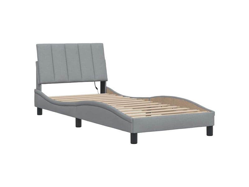 Lit simple- lit adulte - cadre de lit sans matelas hanko gris clair 80x200 cm tissu - Conforama B