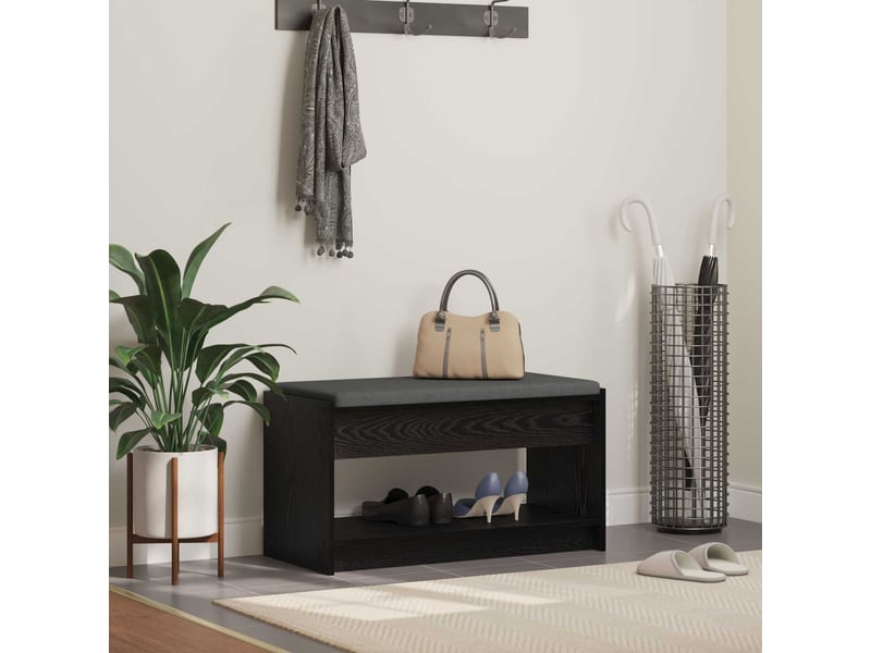  Banc d'entrée, banc interieur chêne noir 83x38x45 cm  - Conforama B