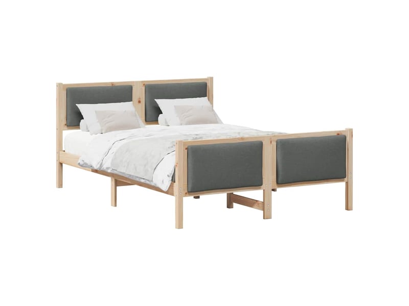  Lit double- lit adulte -  cadre de lit avec tête de lit gris foncé 135 x 190 cm tissu  - Conforama B