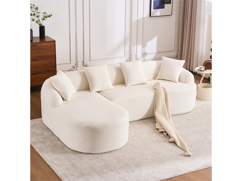  Canapé d'angle courbé avec méridienne gauche 243 x 150 cm sans montage, chenille douce  - Conforama D