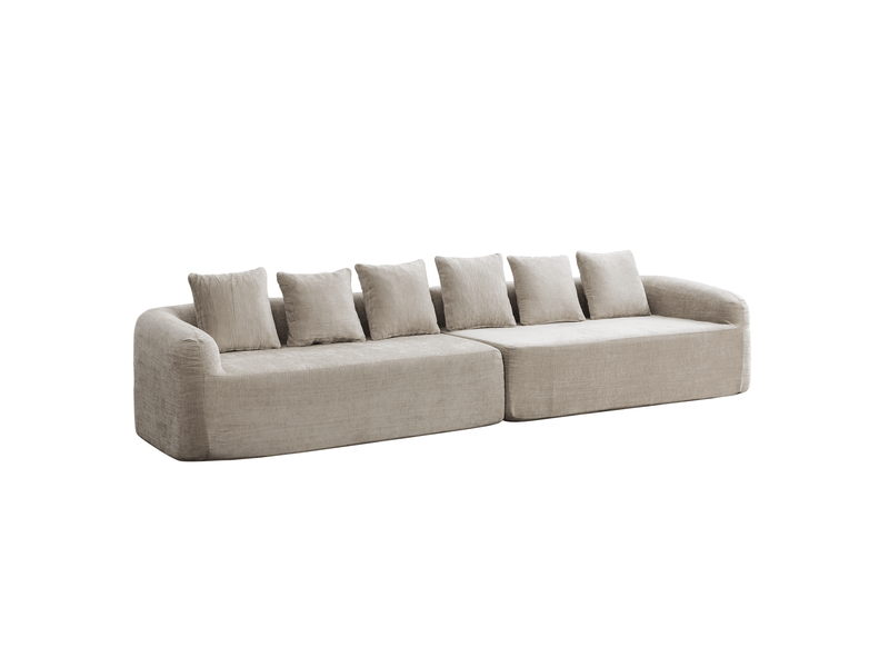 Canapé modulaire 6 places en chenille gris - Conforama A