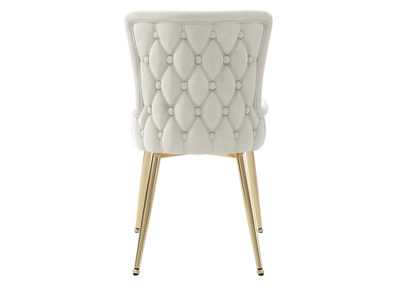  Lot de 6 chaises de salle à manger 55 x 45 x 85 cm – beige – velours et pieds en métal doré  - Conforama D