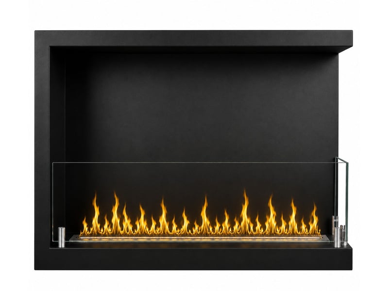  Sutri 60 - cheminée d'angle droite encastrable au bioéthanol 60x45x22,4 cm avec brûleur en acier de 1,5 litre  - Conforama A