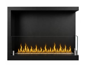 Sutri 60 - cheminée d'angle droite encastrable au bioéthanol 60x45x22,4 cm avec brûleur en acier de 1,5 litre