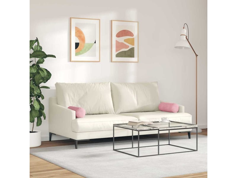  Lot de 2 coussins d'accent, coussins décoratifs, coussins lombaires rose ø 15 x 40 cm cf56749  - Conforama D