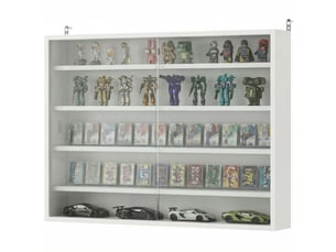 Vitrine murale en bois avec étagères réglables et 2 portes coulissantes en verre 80 x 9,5 x 60 cm blanc