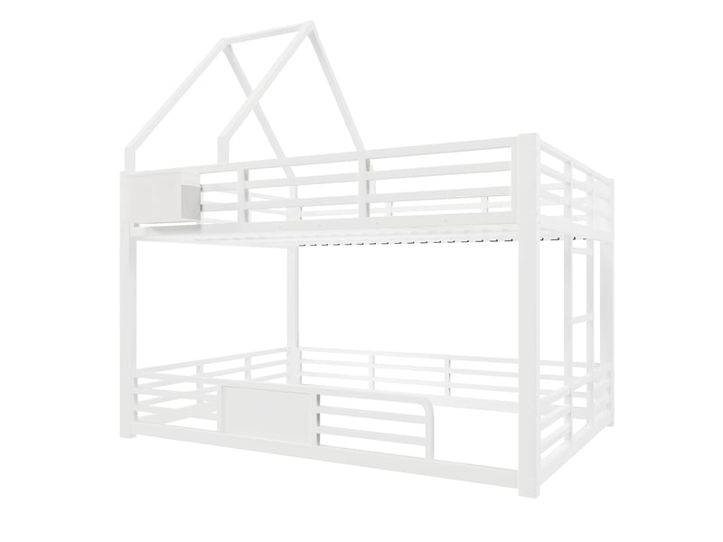  Lit superposé 140 x 200 cm, en métal, avec éclairage led et barrières de sécurité, blanc  - Conforama E