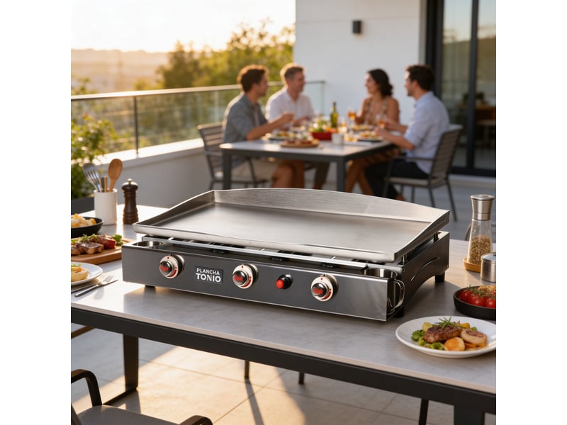  Plancha gaz lagoa 3 feux tout inox  - Conforama C