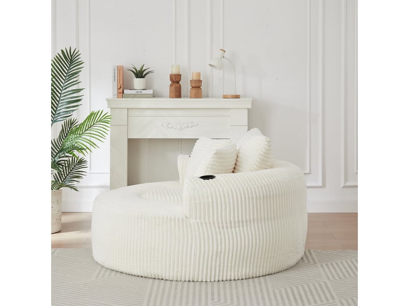  Fauteuil individuel avec 3 coussins, 2 porte-gobelets, rangement latéral, antidérapant, relax salon chambre  - Conforama D