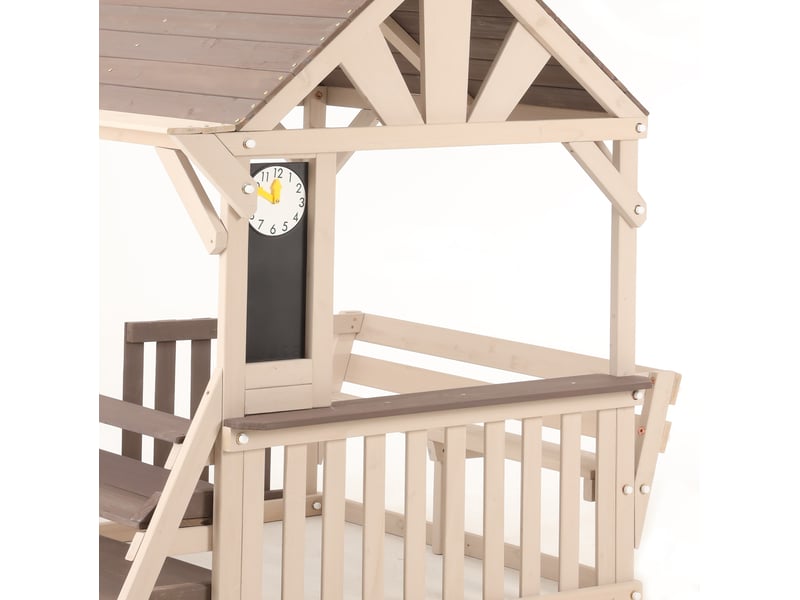 Cuisine de jeu extérieure 114x147,5x156 cm en forme de maison bois gris et beige  - Conforama B