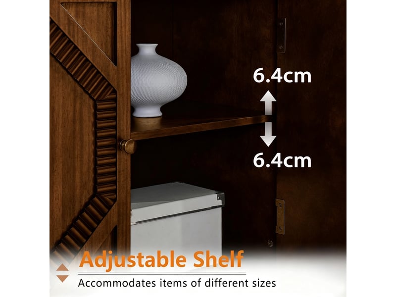  Buffet,85,29x40,01x76,50 cm,2 portes et rangement,mdf,coloris noyer  - Conforama E